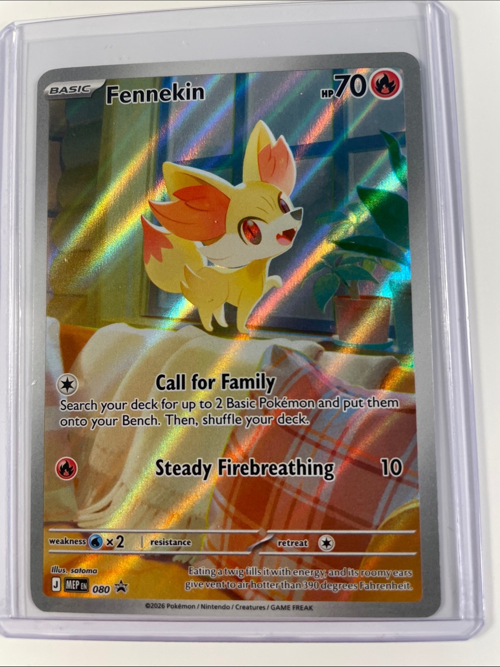 Pokemon Fennekin Holographic Yellow Orange Red Collectible Card